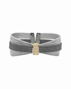 ALOR Classique 18K 0.30 Ct. Tw. Diamond Cable Cuff Bracelet Women Bracelets