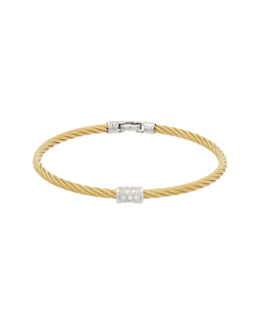 ALOR 18K & Steel Diamond Cable Bracelet Women Bracelets Black - Image 8