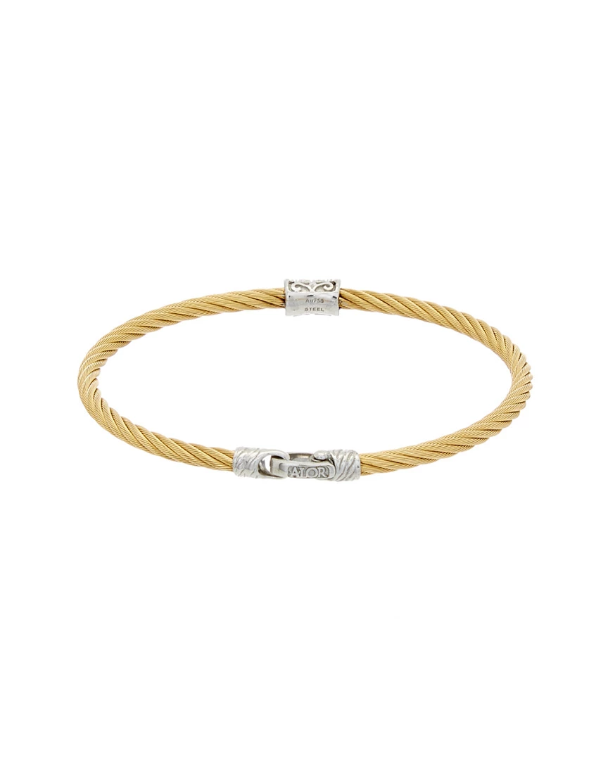 ALOR 18K & Steel Diamond Cable Bracelet Women Bracelets Black - Image 4