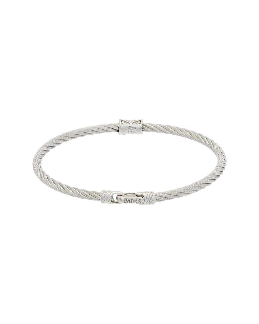 ALOR 18K & Steel Diamond Cable Bracelet Women Bracelets Black - Image 2