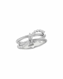 ALOR 18K & Stainless Steel Diamond Ring Women Rings