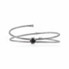 ALOR Classique Stainless Steel Black Onyx Cable Bangle Bracelet Women Bracelets