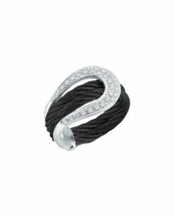 ALOR Noir 18K & Stainless Steel 0.26 Ct. Tw. Diamond Ring Women Rings