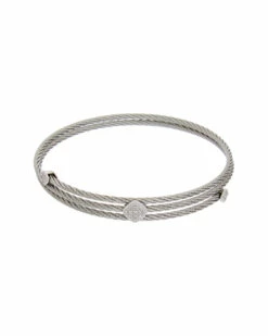 ALOR 14K & Stainless Steel 3 Row Diamond Cable Bracelet Women Bracelets