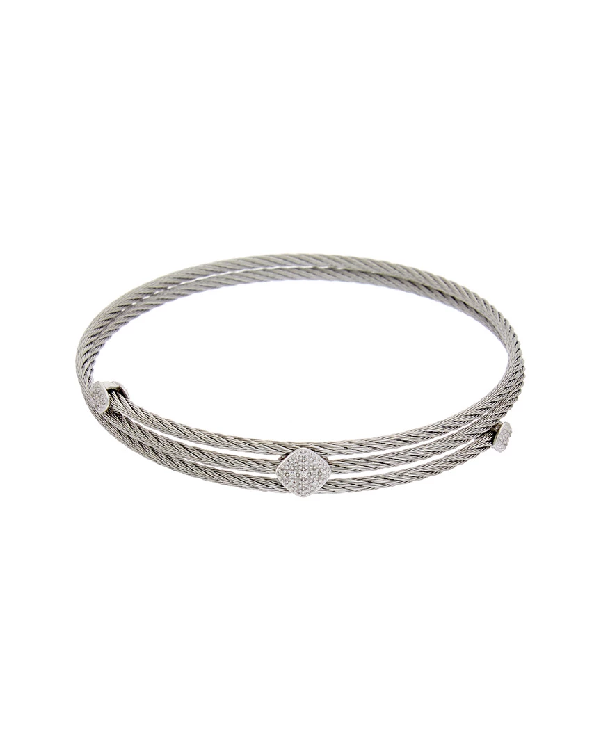 ALOR 14K & Stainless Steel 3 Row Diamond Cable Bracelet Women Bracelets