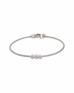 ALOR 14K White Gold Stainless Steel Diamond Bracelet Women Bracelets