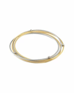 ALOR 18K Classique Yellow & Grey Cable Bangle Women Bracelets