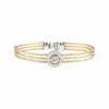 ALOR 14K 0.12 Ct. Tw. Diamond And White Topaz Cable Bracelet Women Bracelets