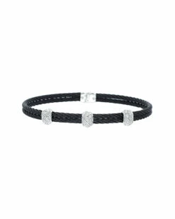 ALOR Noir 18K & Stainless Steel 0.24 Ct. Tw. Diamond Bangle Women Bracelets