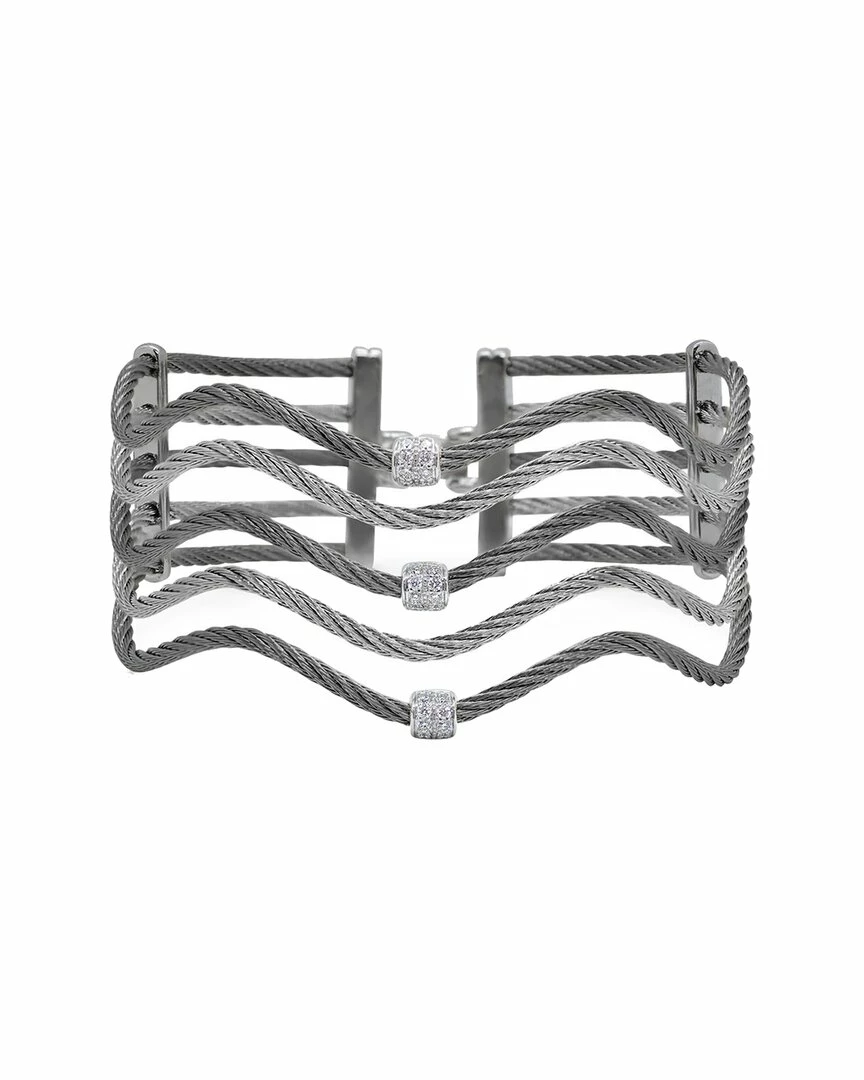 ALOR Classique 18K 0.20 Ct. Tw. Diamond Cable Bracelet Women Bracelets