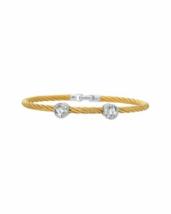 ALOR Classique 18K & Stainless Steel White Topaz Bangle Women Bracelets