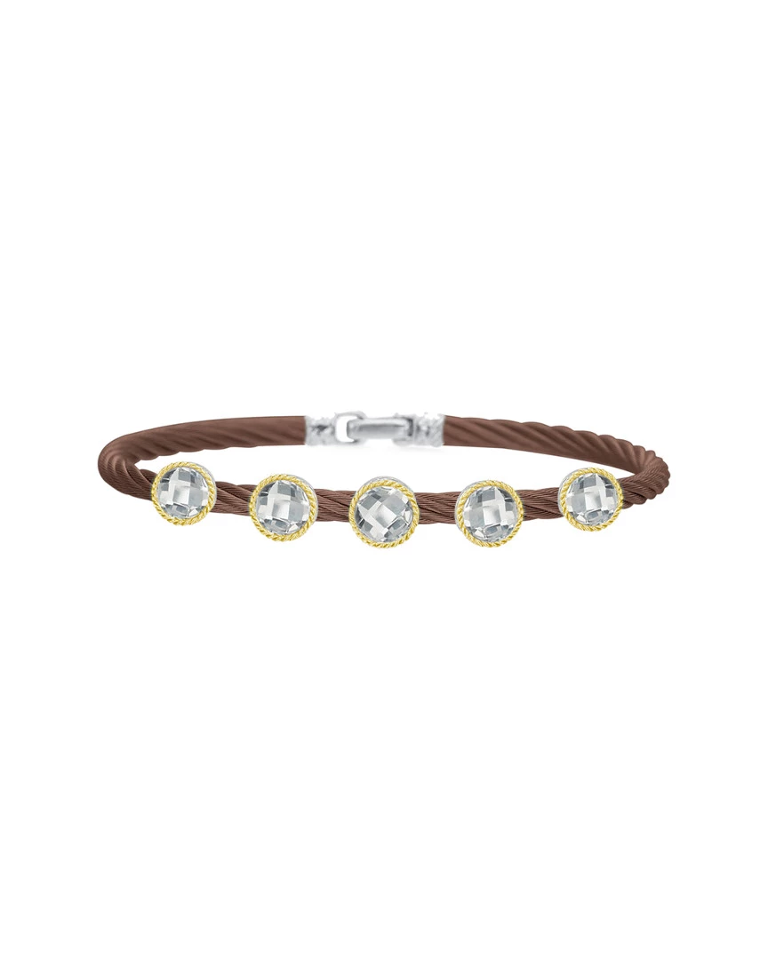 ALOR Classique 18K & Stainless Steel White Topaz Bangle Women Bracelets