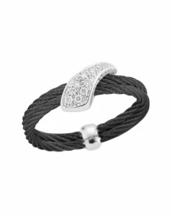 ALOR Noir 18K & Stainless Steel Diamond Ring Women Rings