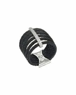 ALOR Noir 18K & Stainless Steel 0.11 Ct. Tw. Diamond Ring Women Rings