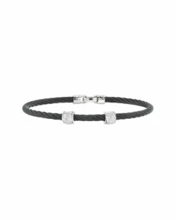 ALOR Noir 18K & Stainless Steel 0.11 Ct. Tw. Diamond Bangle Women Bracelets