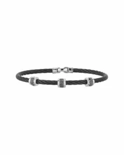 ALOR Noir 18K & Stainless Steel 0.16 Ct. Tw. Diamond Bangle Women Bracelets