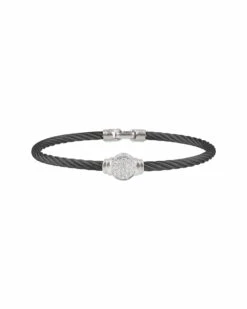 ALOR Noir 18K & Stainless Steel 0.17 Ct. Tw. Diamond Bangle Women Bracelets