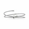 ALOR Classique Stainless Steel White Topaz Cable Bangle Bracelet Women Bracelets
