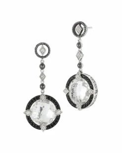DeLatori By ALOR Silver 20.00 Ct. Tw. Black Spinel & Crystal Drop Earrings Women