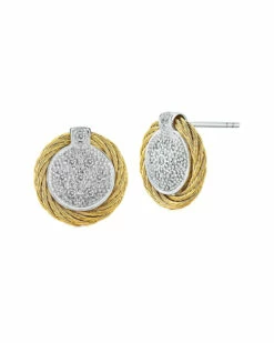 ALOR 14K & Stainless Steel 0.14 Ct. Tw. Diamond Earrings Women Silver