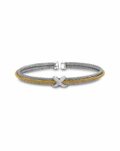 ALOR 18K 0.14 Ct. Tw. Diamond Cable Bangle Bracelet Women Bracelets