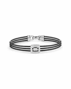 ALOR 18K 0.21 Ct. Tw. Diamond Cable Bangle Bracelet Women Bracelets