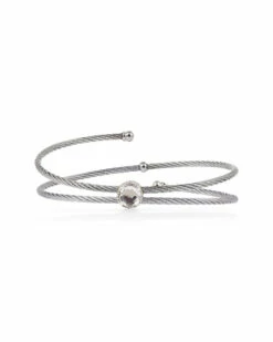 ALOR White Topaz Cable Bangle Bracelet Women Bracelets