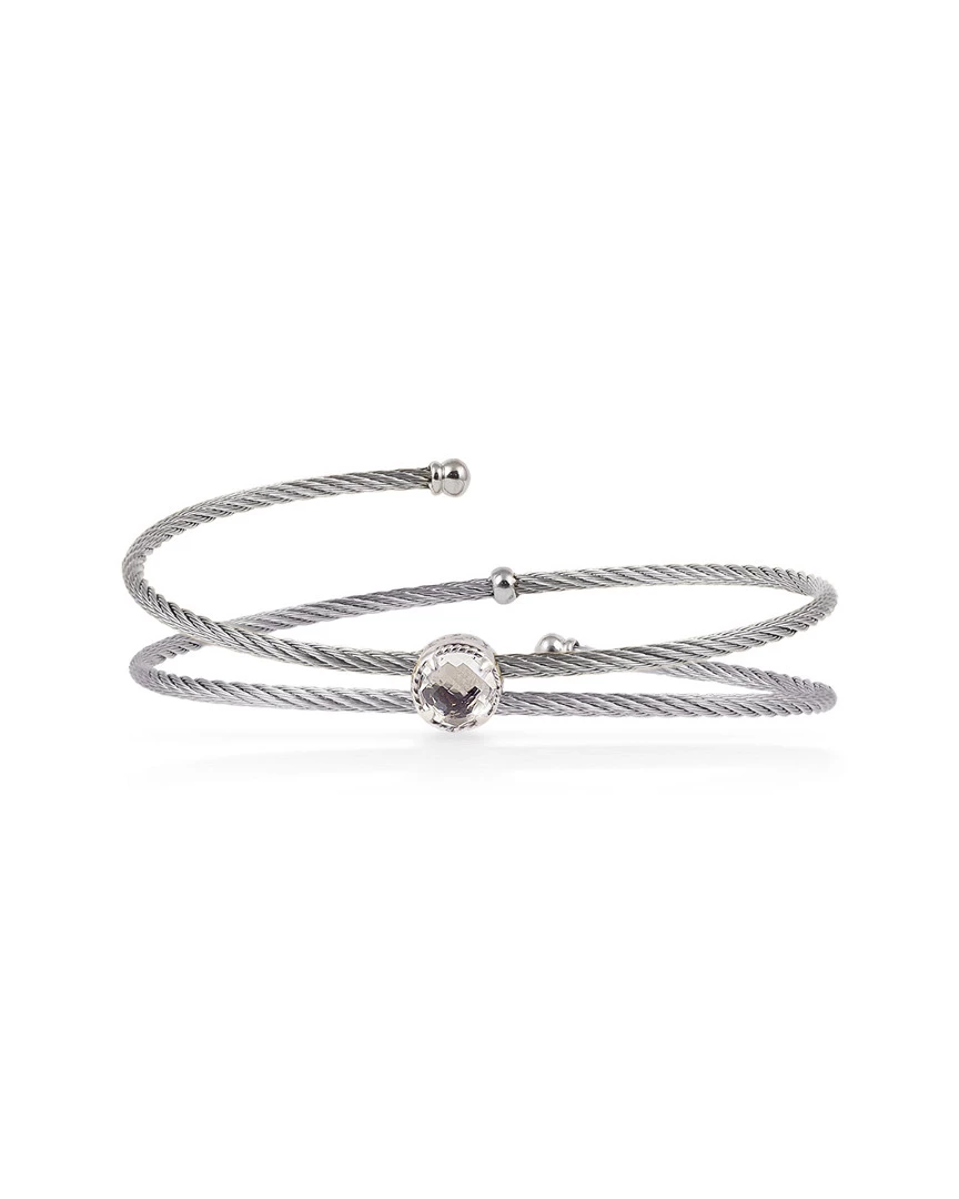 ALOR White Topaz Cable Bangle Bracelet Women Bracelets
