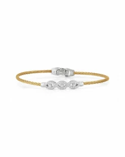 ALOR 18K 0.32 Ct. Tw. Diamond Cable Bangle Bracelet Women Bracelets