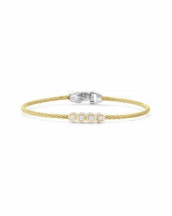 ALOR 18K 0.09 Ct. Tw. Diamond Cable Bangle Bracelet Women Bracelets