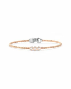 ALOR 18K Rose Gold 0.07 Ct. Tw. Diamond Cable Bangle Bracelet Women Bracelets
