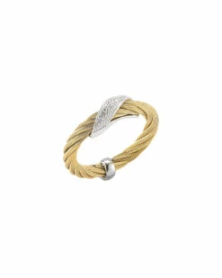 ALOR Classique 18K Two-Tone & Stainless Steel Diamond Cable Ring Women Rings